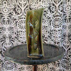 Unusual Dark Green Hand Crafted Vase